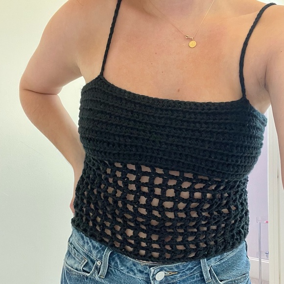 Handmade Black Crochet Tank - Picture 1 of 2
